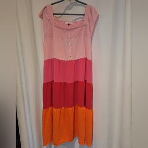 Michelle McDowell pink color block tiered sundress size XXL